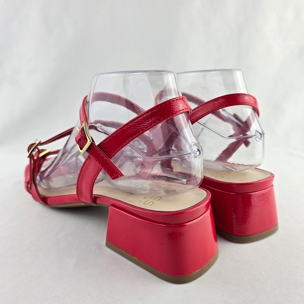 NWT Jones New York Women's Red Patent Strappy Block Heel Buckle Sandals 7.5M - Picture 6 of 16